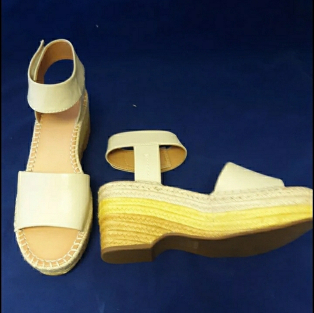 New FRYE Ombre Yellow Ankle Strap Espadrilles S 8.5